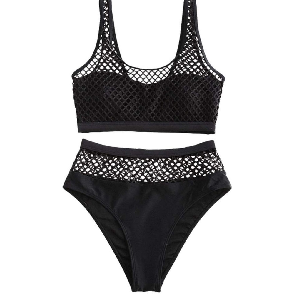 ZAFUL  2 PIECE  FRONT HIGH WAIST-SWIMSUIT!  SIZE‎ 12 / XXL Black
